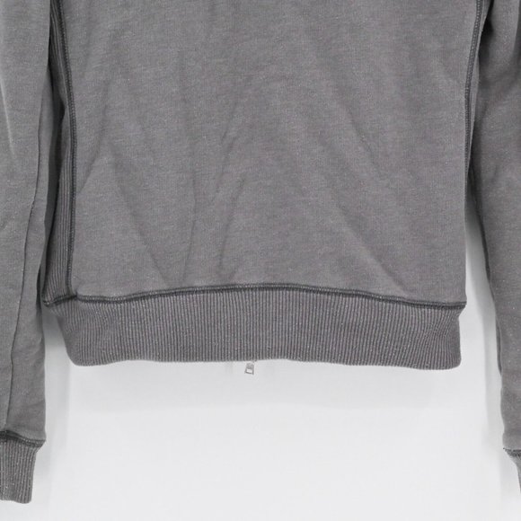 HOLLISTER Womens Gray Logo Applique Full Zip Hooded Jacket Sherpa Lined Size M - Picture 8 of 8